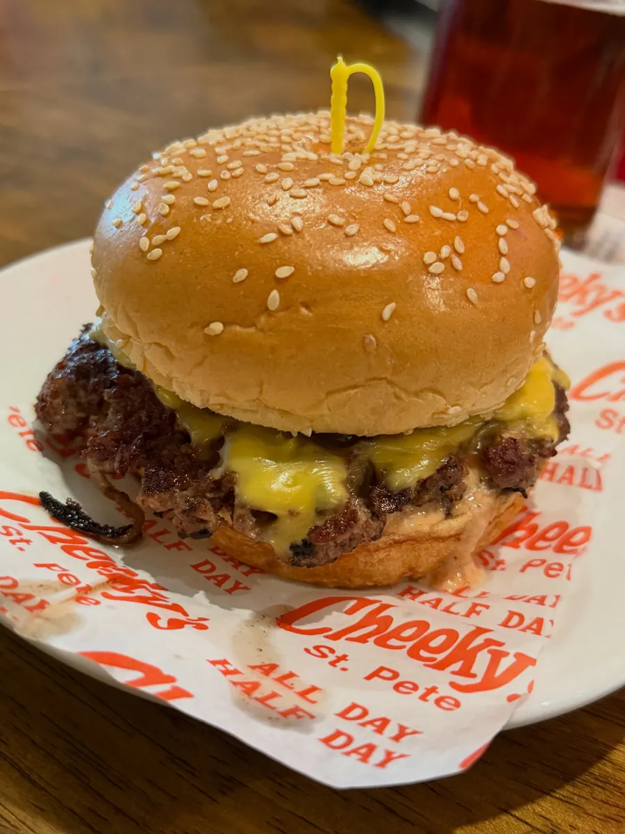 Smash burger at Cheeky's